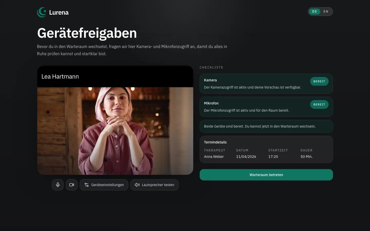 Mobiler Gerätecheck in Template Practice